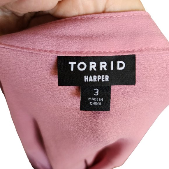 Torrid Harper Womens Pink Georgette Pullover 3/4 Sleeve Blouse Size 3 - Picture 6 of 7